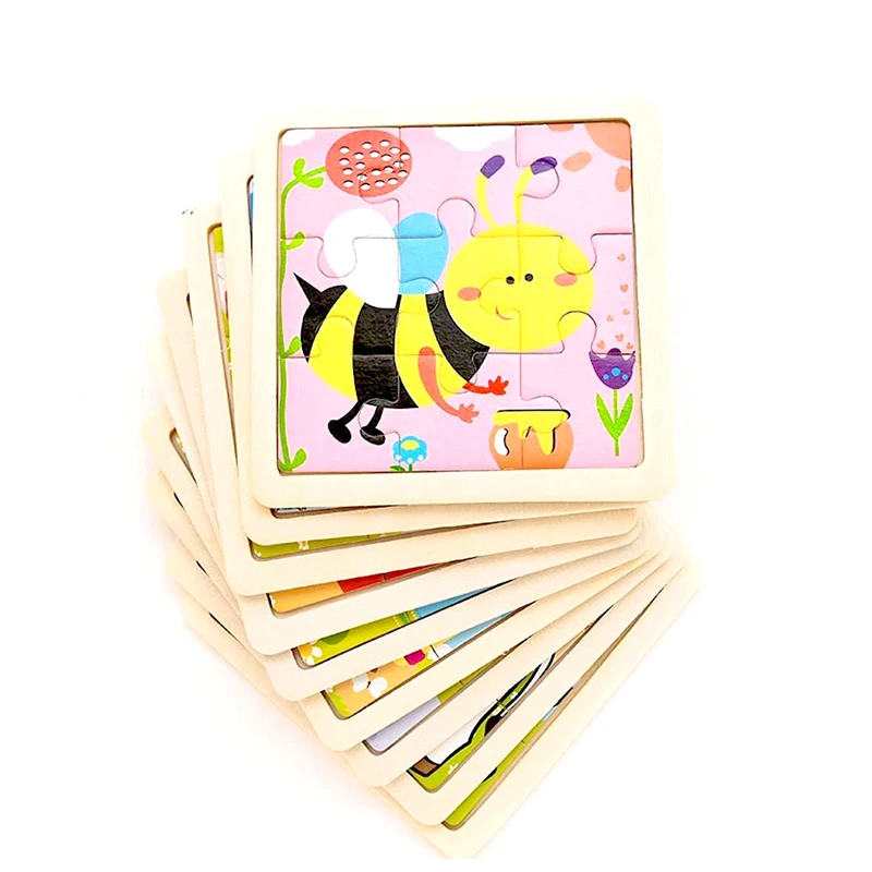 Детские игрушки деревянный 3D пазл Обучающие Мультяшные животные в форме танга