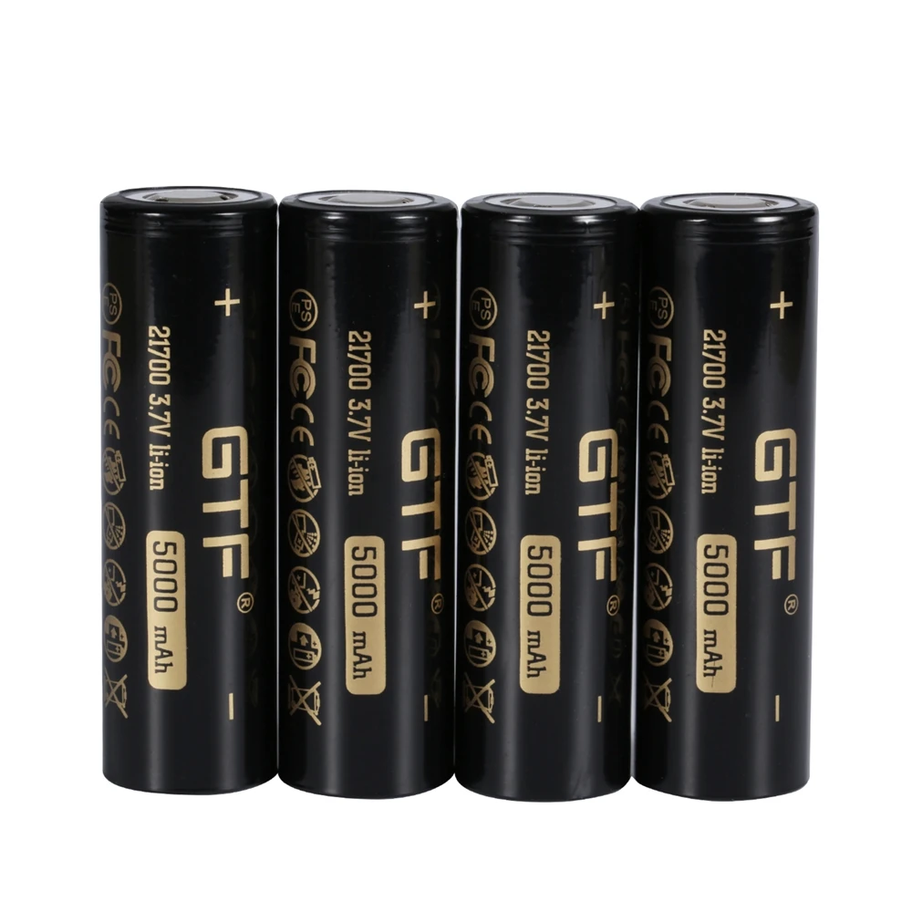 

GTF 21700 3.7V 5000mAh real capacity Li-Ion Rechargeable Battery for Flashlight electronic car flat head batteries drop shipping