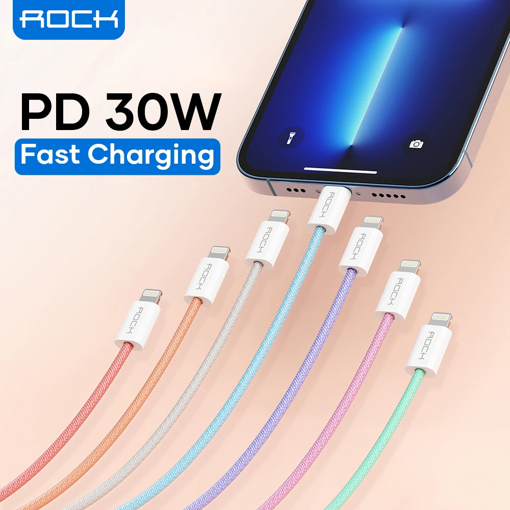 

Кабель ROCK PD 30 Вт USB C для iPhone 13 Pro Max, кабель для быстрой зарядки для iPhone 12 Pro, зарядное устройство, провод для передачи данных, шнур для iMAC, кабель...