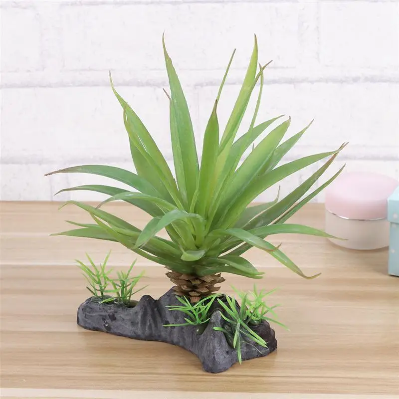 1 Pc Simulated Water Plants For Pet Reptile Turtle Fish Tank Succulents Home Ornament Terrarium Decoration (Green) | Дом и сад