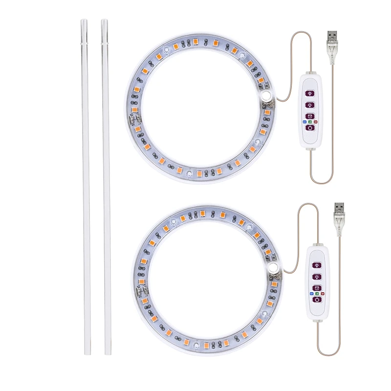 

Double Head LED Grow Light Full Spectrum Phyto Grow Lamp USB Angel Ring Lamp For Succulents Plants