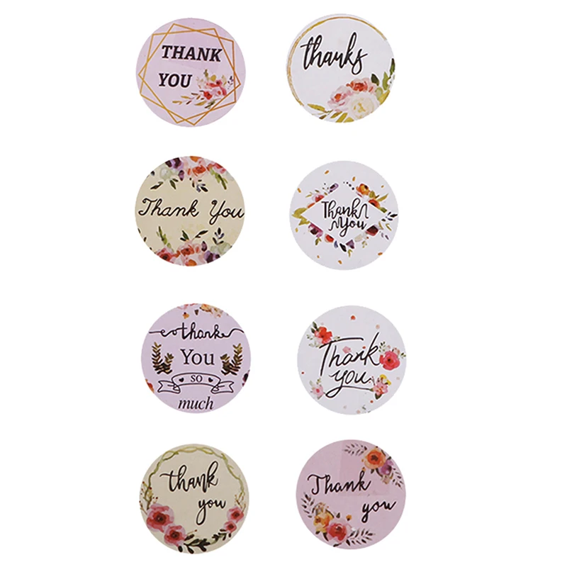 

500 Pcs/Roll Round Thank You Stickers Seal Labels with Flower Pattern Stickers Labels for Scrapbooking Stationery Stickers