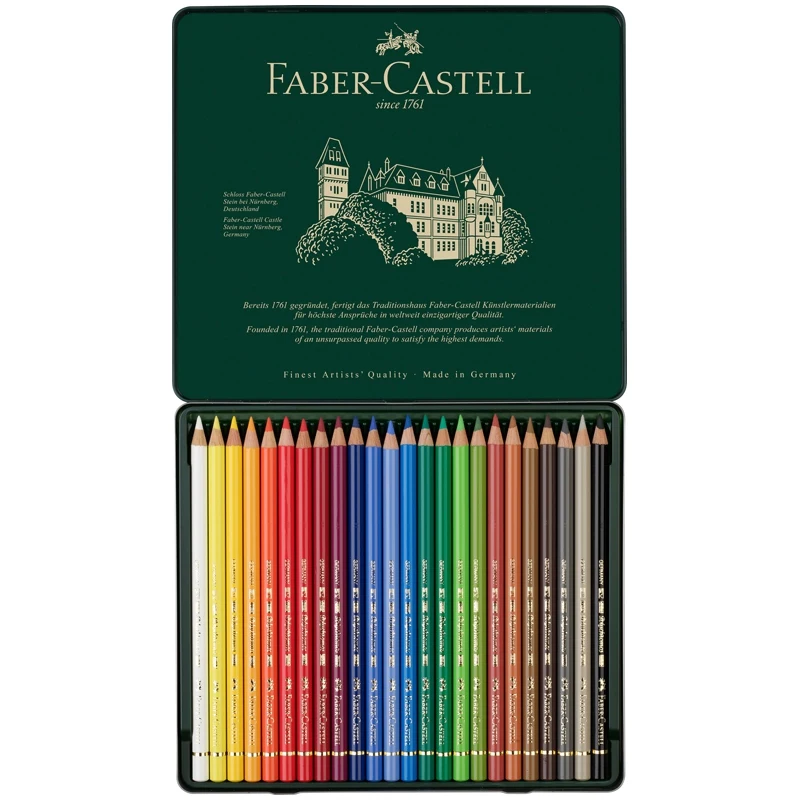 Карандаши цветные художественные Faber-Castell &quotPolychromos" 24цв. заточен. метал. коробка