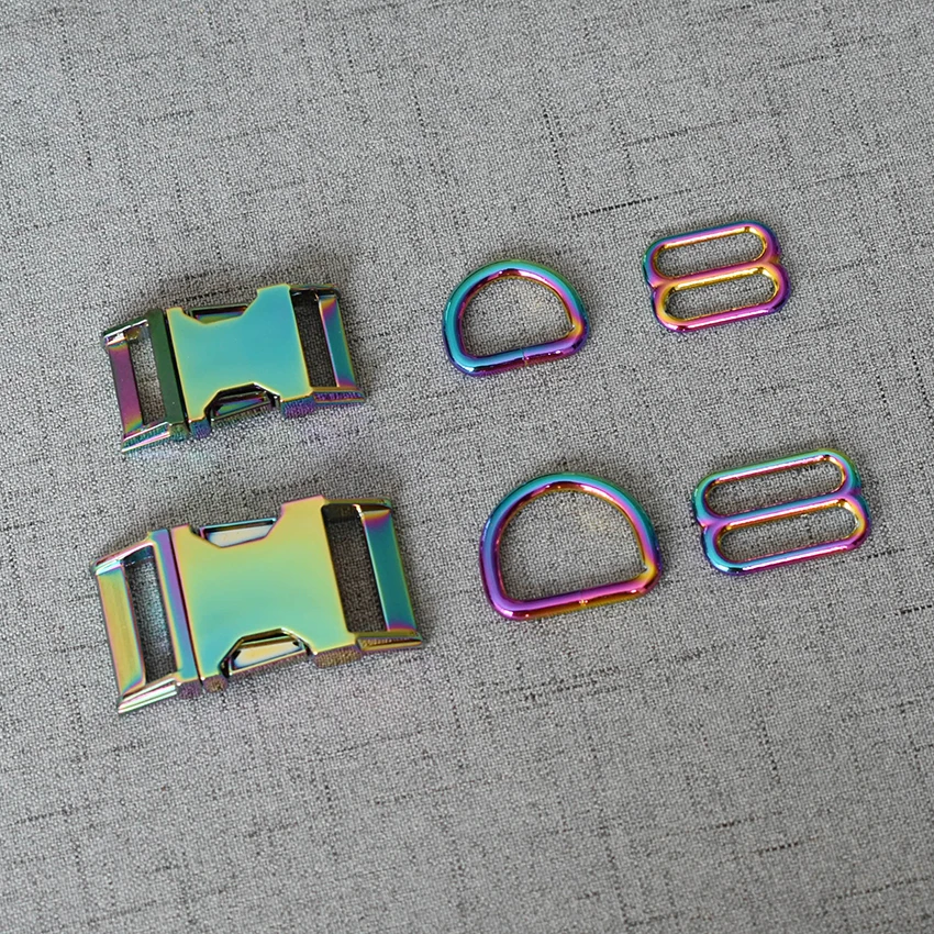 

20 Sets 20mm 25mm Colourful Dog Cat Collar Hardware Metal D Ring Semi Circle Buckle Straps Slider Clasp For Pet Harness