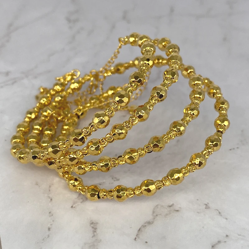 

4pcs New Open Size Bangles for Women High Polished Simple Gold Color Bangles Wedding Party Dubai Gold Jewelry Ethiopian