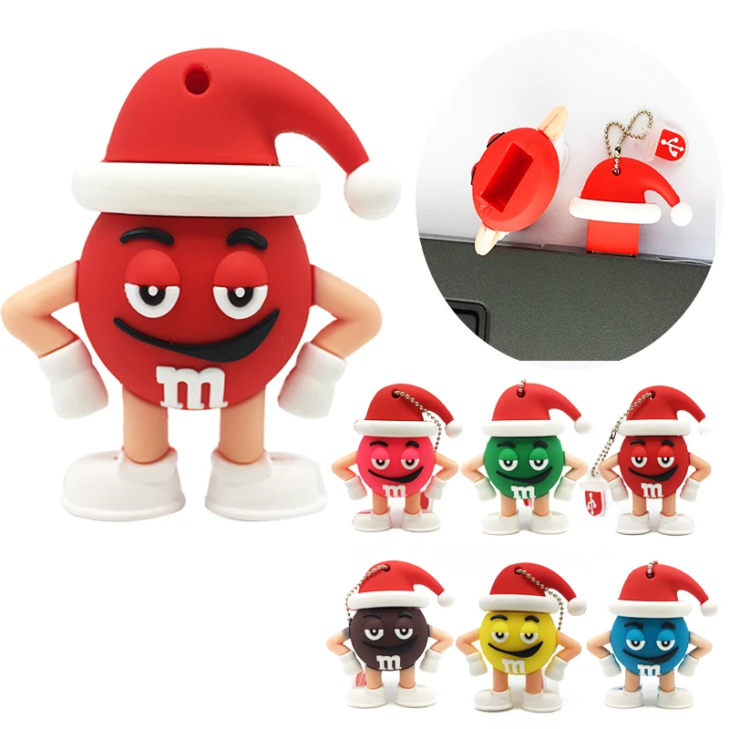 

Usb Flash Drive 64Gb Personalise Usb Pendrive 32Gb Pen Drive 16Gb 8Gb 4Gb Usb Stick 128Gb Cartoon Christmas M&M'S Chocolate Bean