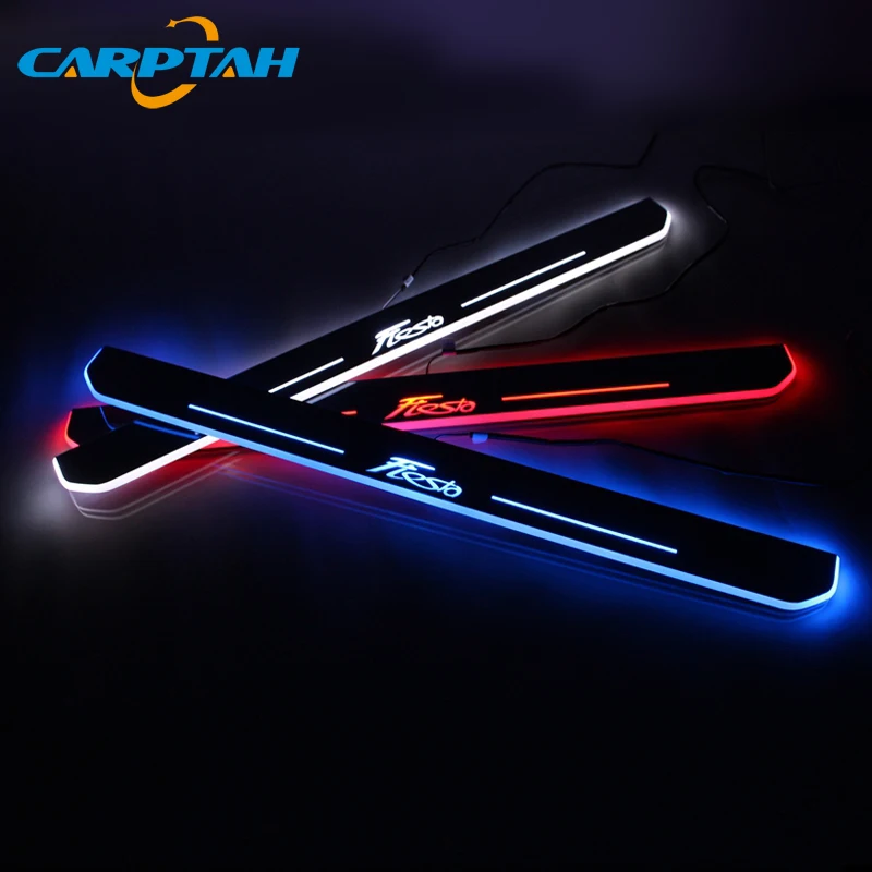 CARPTAH отделка педали автомобиля наружные части светодиодный порог Накладка тропинка динамический стример светильник для Ford Fiesta 2013