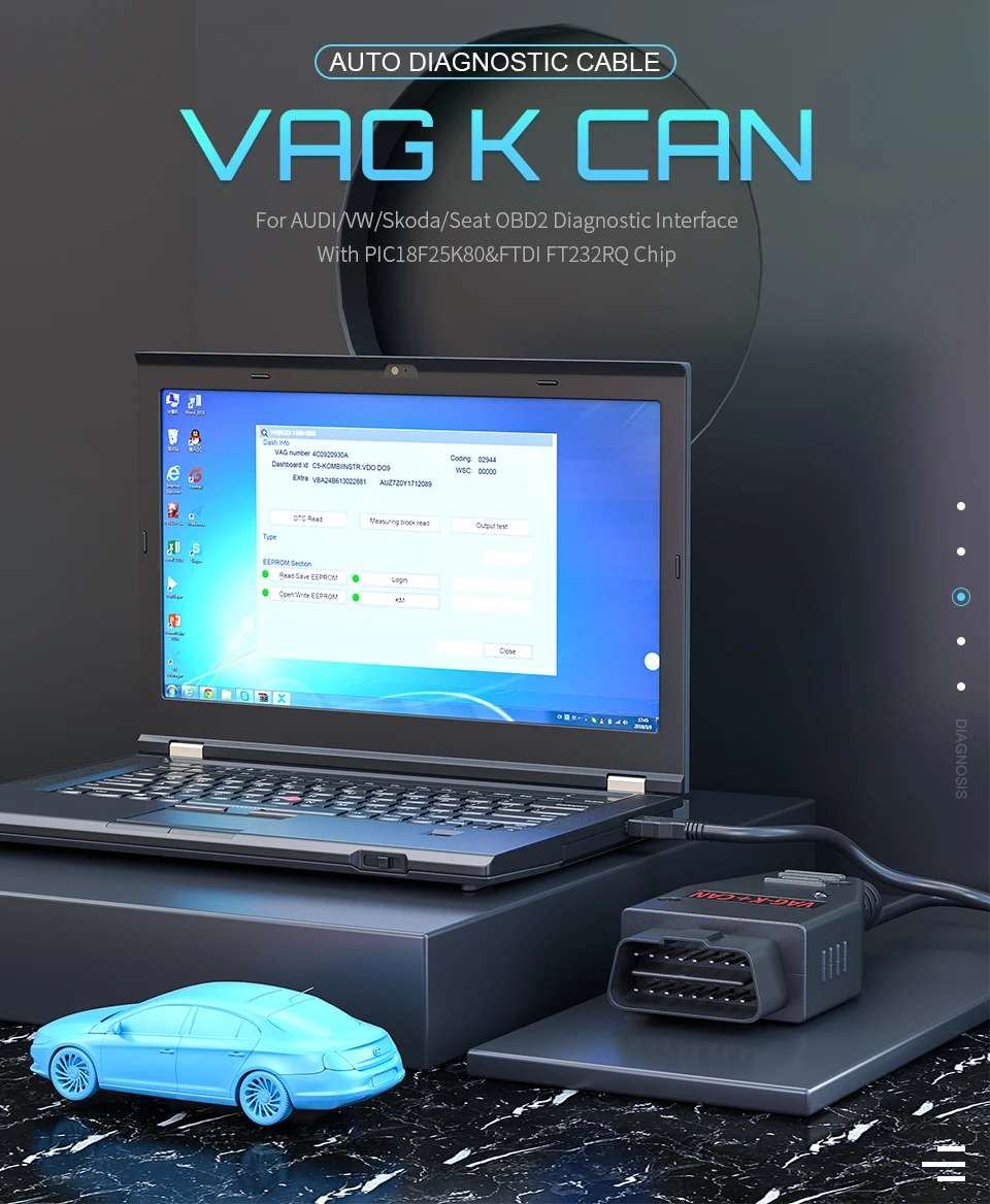 OBD2 для VAG K + CAN Commander 1 4 с чипом FTDI FT232RL PIC18F258 диагностический интерфейсный кабель VW