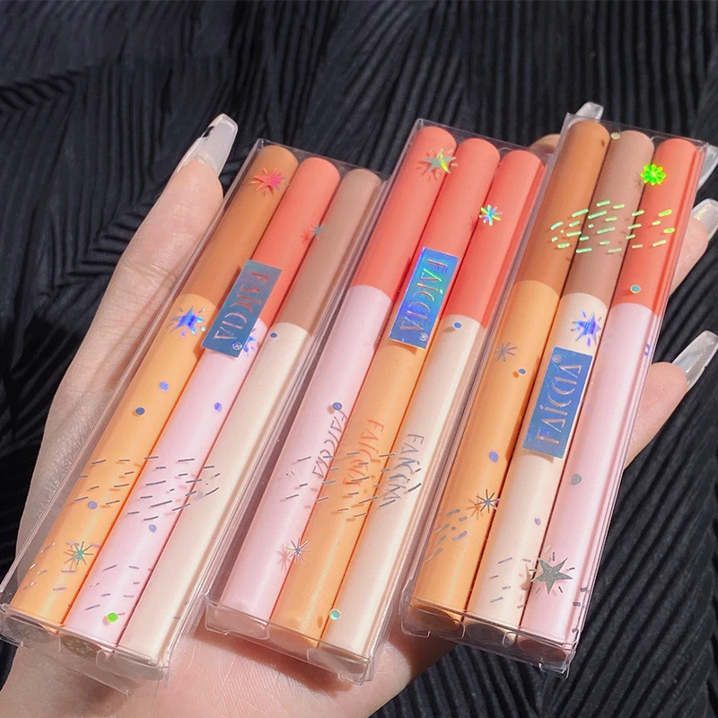 3 шт./компл. яркие алмазные тени для век ручка Перламутровые стойкие водостойкие