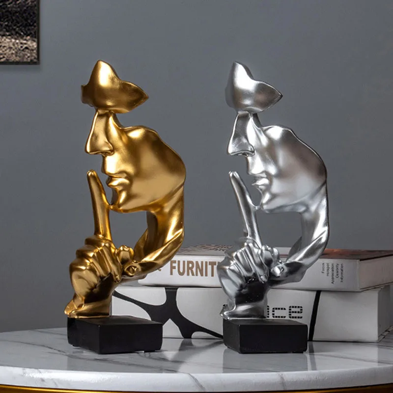 

Украшение для гостиной, скульптура «тишина-это золото», деловые подарки, украшения для офиса, гостиной, украшения для интерьера