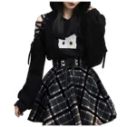 Толстовка Женская с длинным рукавом, милый бандажный свитшот с принтом, пуловер, уличная одежда, короткая толстовка с капюшоном