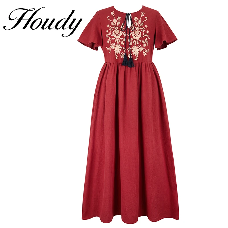 

Women's Chiffon V Neck Embroidery Flower Print Dress Casual Long Sleeve Short Dress Female Boho Leisure A Line Party Vestidos