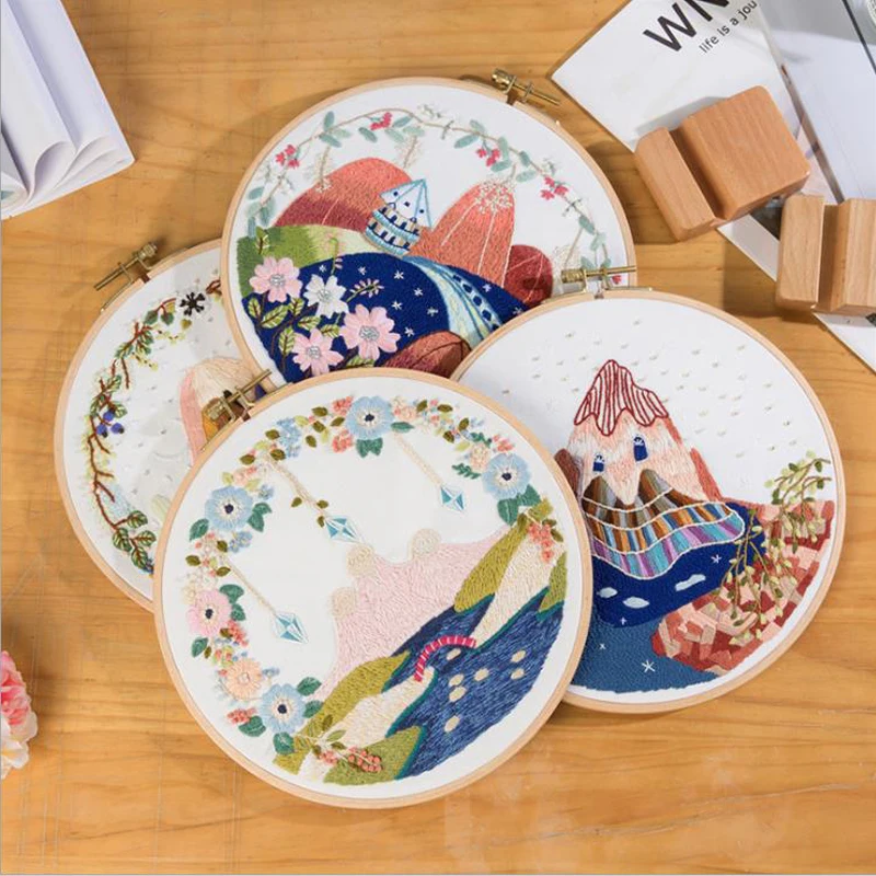 Набор для вышивки с обручем DIY пейзаж цветок вышивка искусство Декор