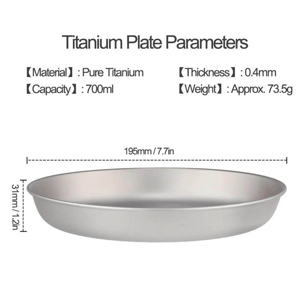 

Lixada 700ml /500ml/350ml/200ml Titanium Plate Ultralight Dinner Fruit Plate Frying Pan for Outdoor Titanium Plate