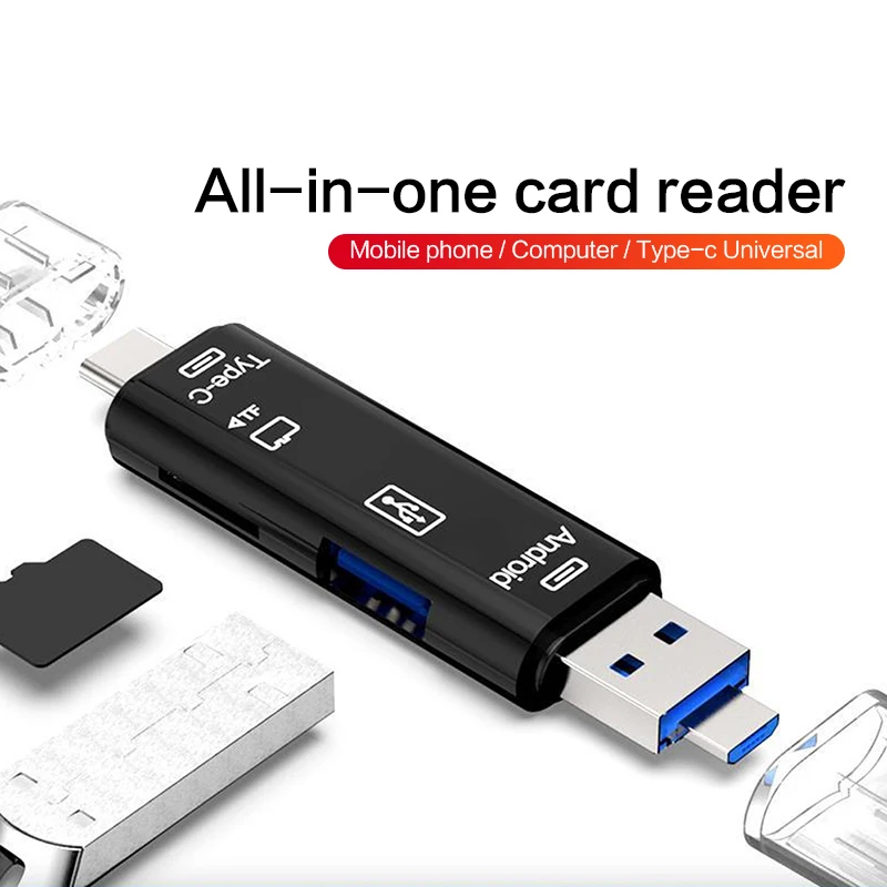 Кардридер 5 в 1 адаптер для карт памяти USB 3 0 Type C Micro Usb Tf аксессуары ноутбуков