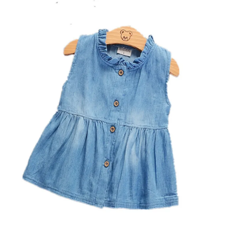 Новое модное джинсовое хлопковое платье принцессы для малышей детское летнее