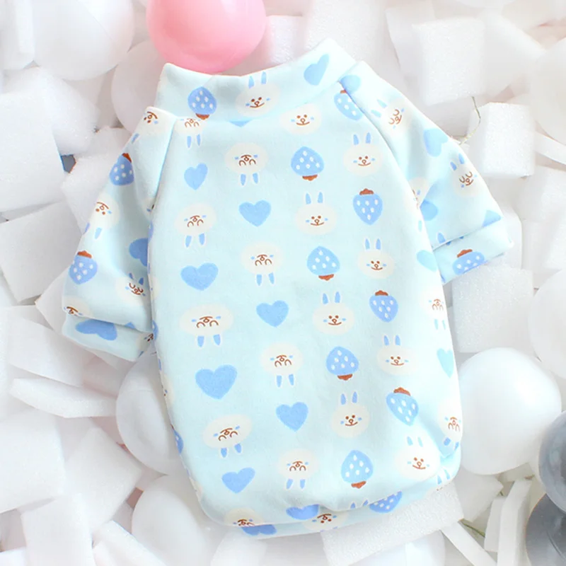 Blue Love Rabbit Милая Толстовка для маленькой собаки с принтом, зимняя теплая одежда для домашних животных, Толстовка для чихуахуа, Ши-тцу, пуловер для щенков, кошек, одежда для домашних животных - Цвет: Blue Love Rabbit