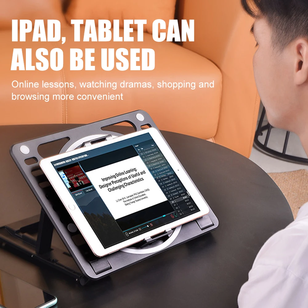 2in1 portable laptop stand support notebook foldable phone holder stand with cooling fan for macbook pro air pc tablet holder free global shipping