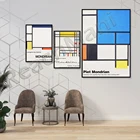 Постер Piet Mondrian, принт Mondrian, композиция с большим голубым самолетом, абстрактное искусство, модерзм, Bauhaus, кубизм, домашний декор,