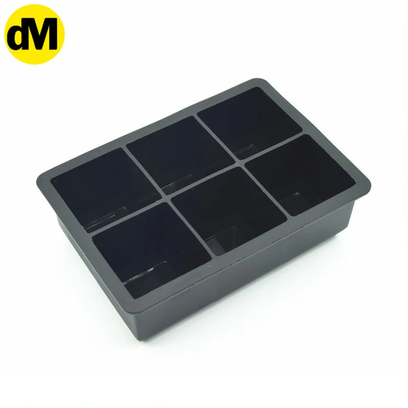 

DM 1pcs/Set Flexible Silicone Ice Cube Tray 6 Round Holes Black Maker Form Molds for Whiskey Cocktail Kitchen Using Candy Cakes