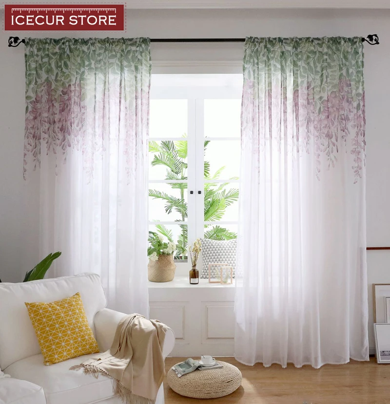 ICECUR цветы глицинии дизайн современный тюль шторы для гостиной спальни оконные