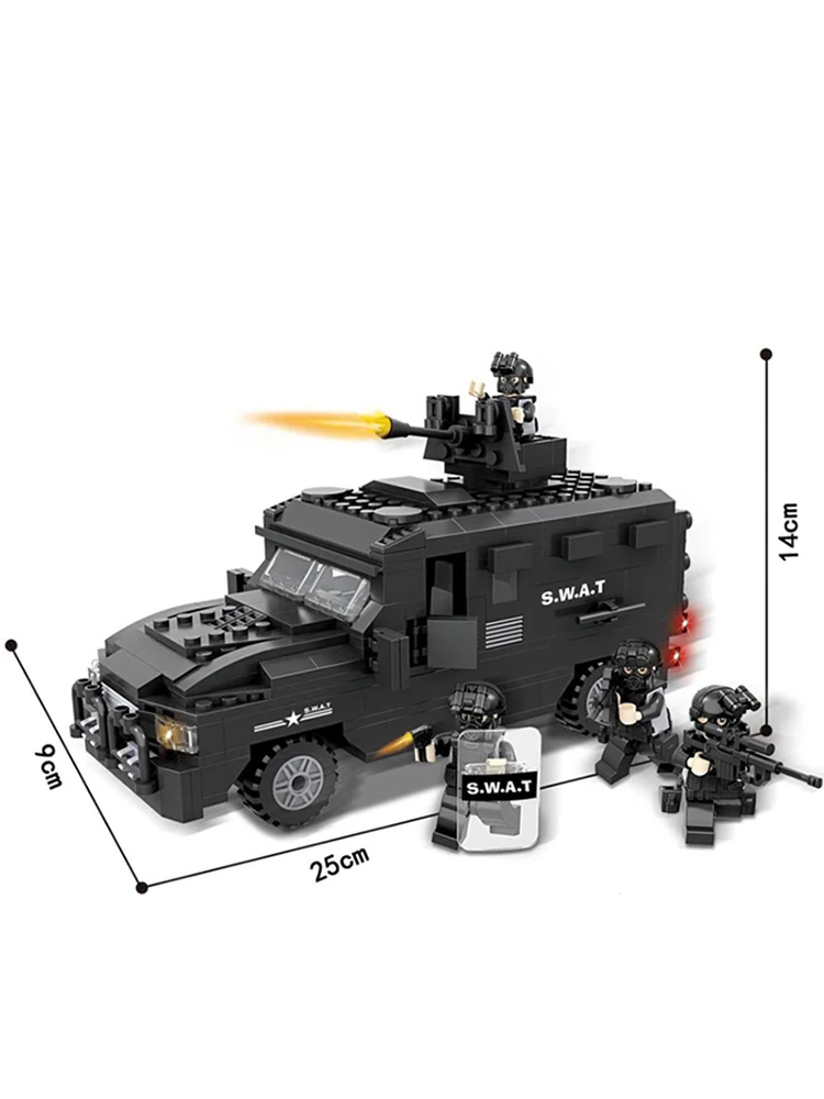 

423 Pcs Special Police Explosion-Proof Car Building Blocks Figures Bricks Sets Education Toys For Children Kids