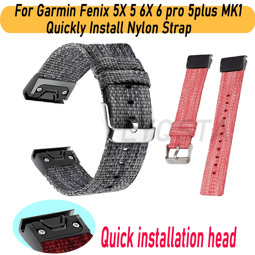

22/26mm Quick Release Canvas Nylon Strap For Garmin Fenix 5/6/6Pro 5X Plus MK1 935 945 3 HR Smart Watch Band Bracelet Correa