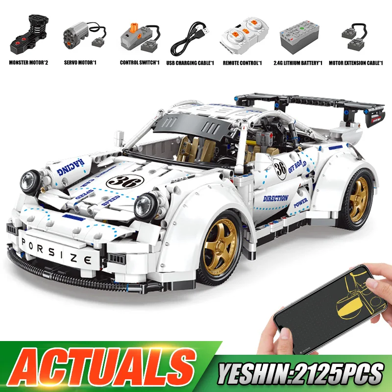 

2021 High-Tech 1:8 Car Toys MOC The Technical Widebody Super Car Model RC Assembly Building Blocks Bricks Kids Toys QC