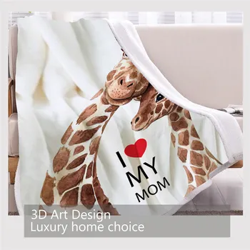 BlessLiving Giraffe Family Throw Blanket Safari Animal Bed Blanket Watercolor Furry Blanket Mom and Baby Fluffy Blanket Mantas 3