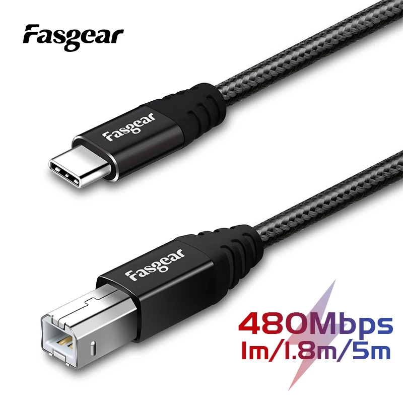 Кабель Fasgear USB B для принтера 5 м кабель C Canon Epson HP Samsung шнур сканер принтера|Кабели