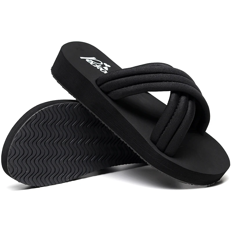 

Female Shoes Ladies' Slippers Summer Clogs Woman Luxury Slides Platform On A Wedge Heeled Mules 2021 Soft Beach Designer High Co