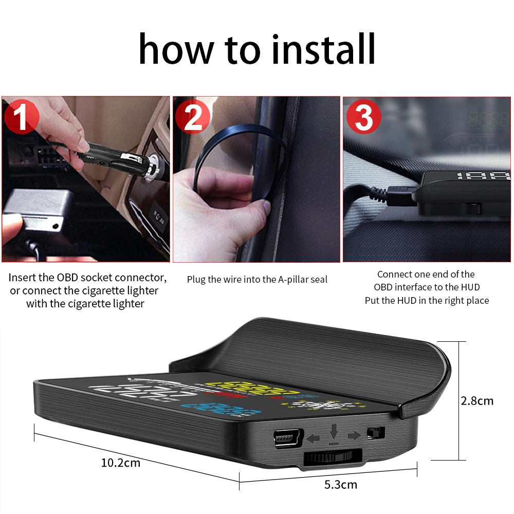 Проекционный дисплей HUD автомобильный универсальный OBD + GPS-навигация