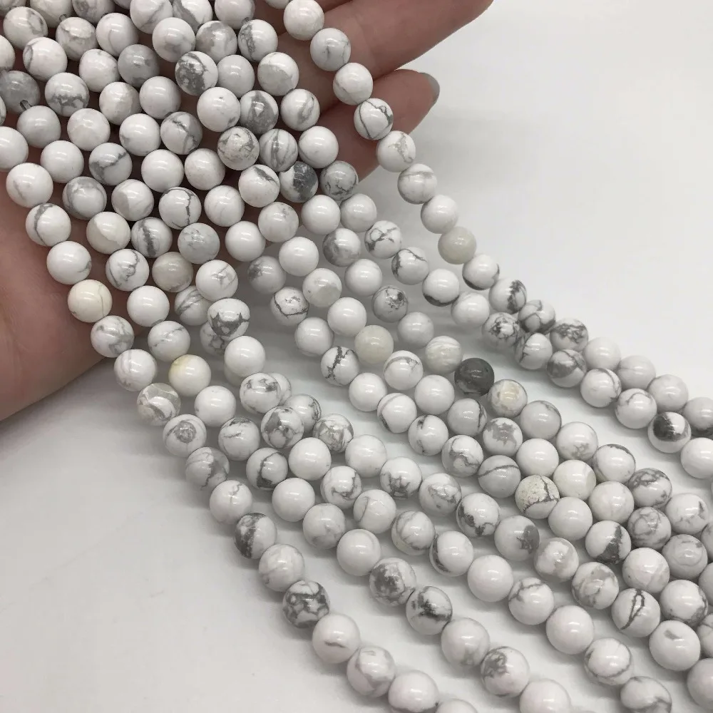 

4/6/8/10/12mm Fashion Natural Stones White Turquoises Round Loose Beads Suitable For DIY Female Bracelet necklace Jewelry