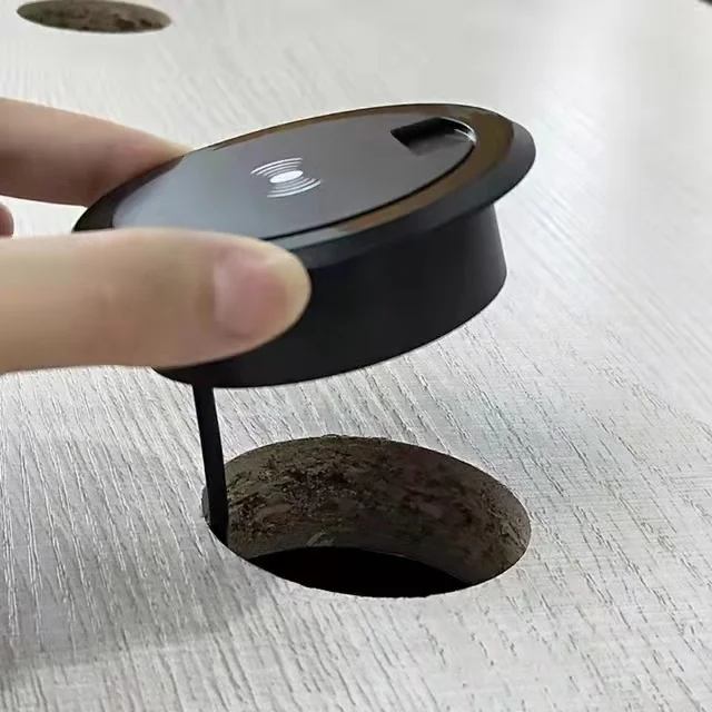 

Black Round Wireless Charging Desk Wireless Charger Headphone Wireless Charging Embedded 10W Desktop Grommet Power