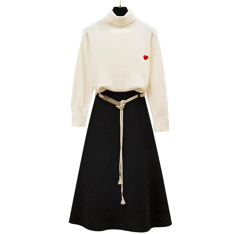 

new turtleneck sweater knit on the render of cultivate one's morality in long skirts posed the a-line skirt