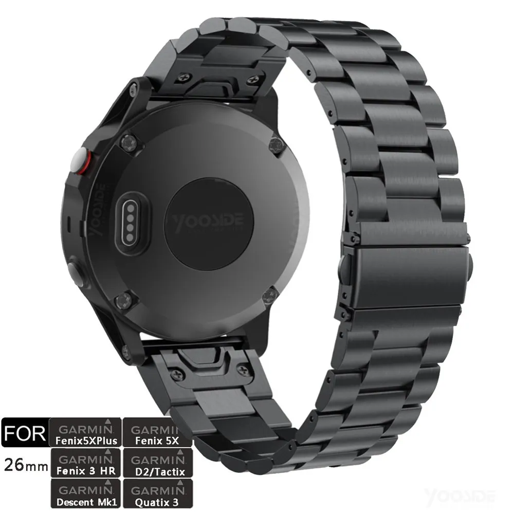 Металлический ремешок Fenix 5X/Fenix 6X26 мм из нержавеющей стали для часов Garmin Fenix 5X Plus/Fenix 3/3 HR/D2 Delta PX