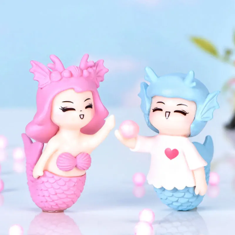 

2PCs Fish Tank Decor Couple Figurine Doll Miniature Landscape Mermaid Lovers Couple Figurines Miniature Aquarium Ornament