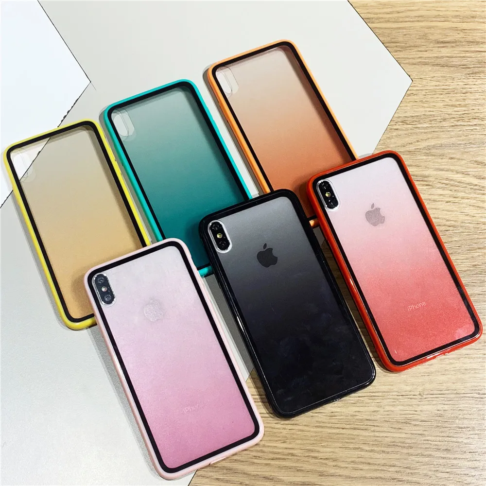 

Gradient Color Clear TPU Bumper Case for iPhone 7 8 Plus 6 6s 11 Pro max Cases Transparent Acrylic Cover for iPhone xr xs max x