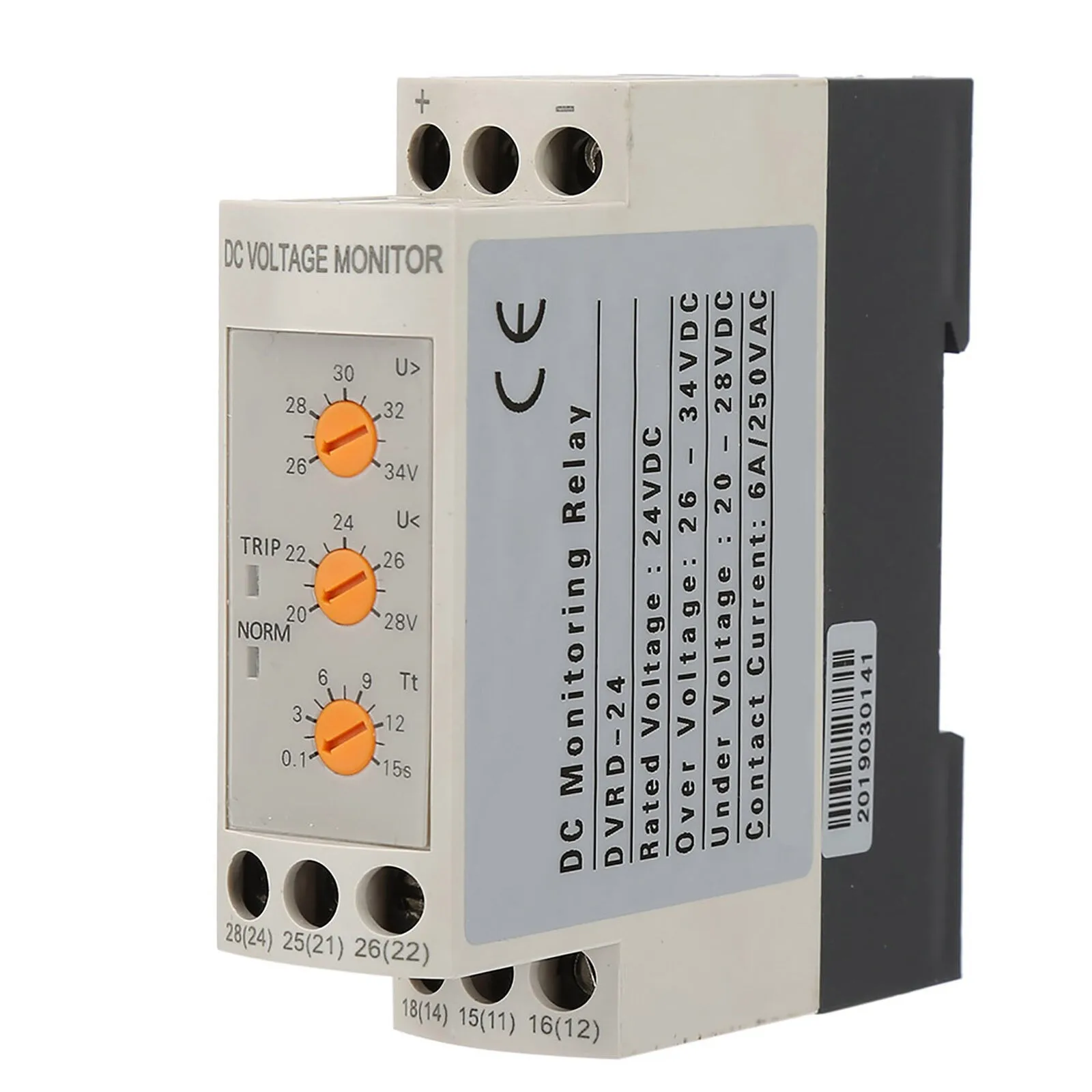 

DVRD 12/24/48V Overvoltage Undervoltage Protector Circuit Breakers 6A 250VAC