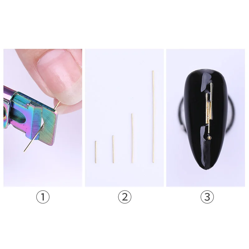 10 шт./пакет металла золотого и серебряного цвета украшения для ногтей Тонкая