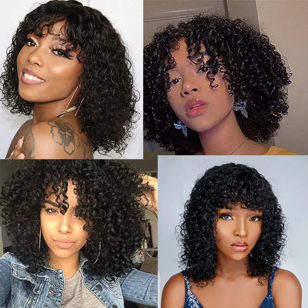 Парик из коротких вьющихся человеческих волос парики с короткими вьющимися