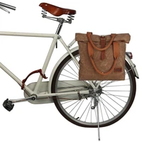 tourbon vintage premium bike tote bicycle rear seat pannier bag retro waxed canvas crossbody bags handbag city cycling commuting