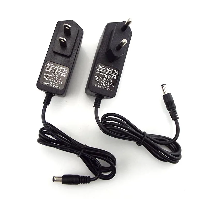 

6V 1A Power Supply Adapter AC/DC 100V-240V Charger Converter Transformer CCTV Camera LED Strip Lamp US EU Plug 5.5mm*2.5mm