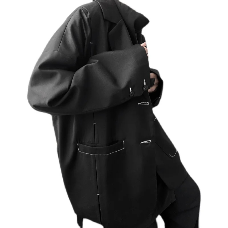 

Bright Line Loose Casual Blazer Suit Jacket for Men and Women Japanese Korea Streetwear Vintage Fashion Couple Gothic Suit Coat