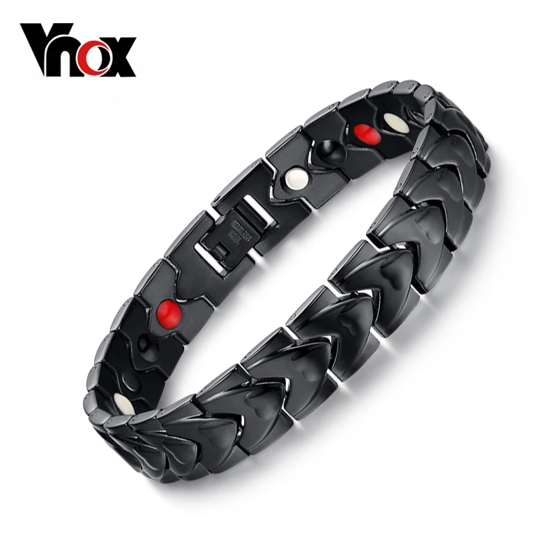 Vnox черный Нержавеющая сталь Здоровье и гигиена Браслеты с магнитом
