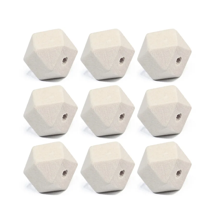 

50pcs White Wood Beads 12*16mm Geometric Big Eight Hedron Wooden Bead for DIY Handmade Necklace Bracelet Jewelry Findings