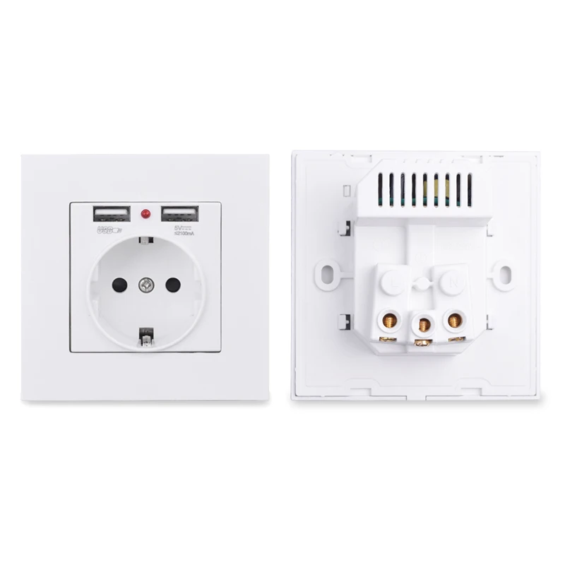 Plug Standard USB socket Outlet Wall charger port Adapter 16A Power Panel |