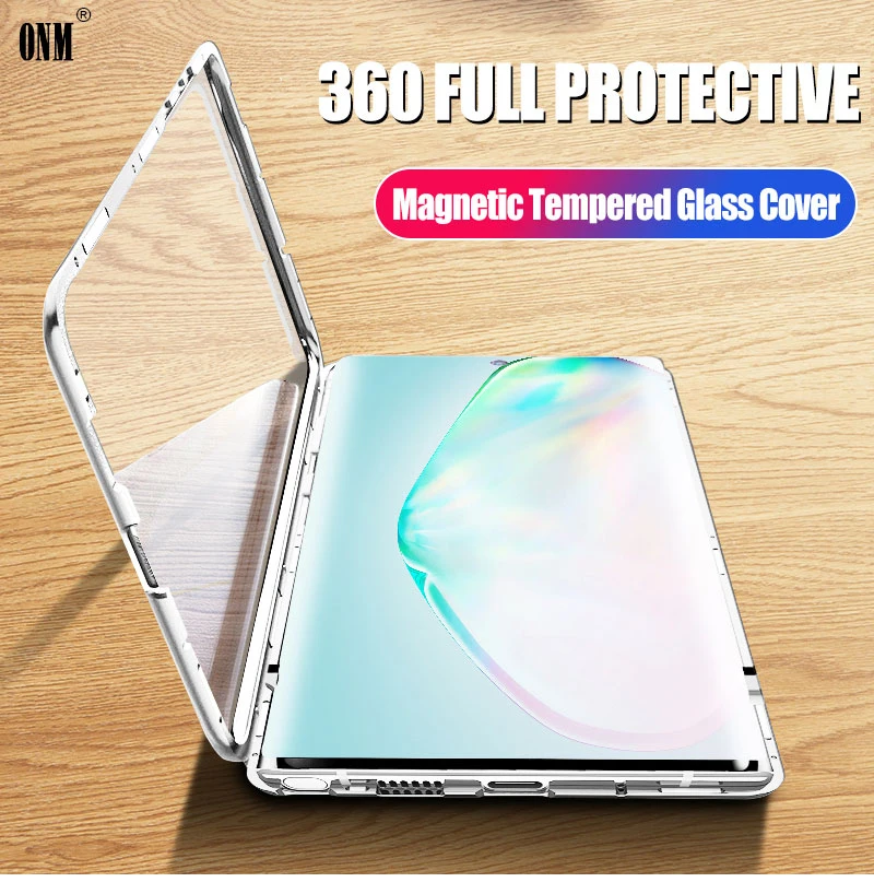 Чехол для samsung Galaxy Note 10 360 ° полная защита Магнитный чехол s чехол для Galaxy Note 10 Plus 5G металлический двойной стеклянный чехол