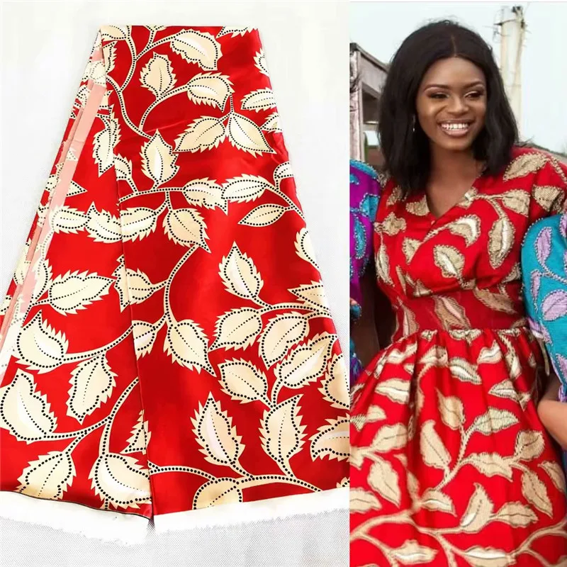 Африканский восковой узор эластичная атласная шелковая ткань нигерийская мода