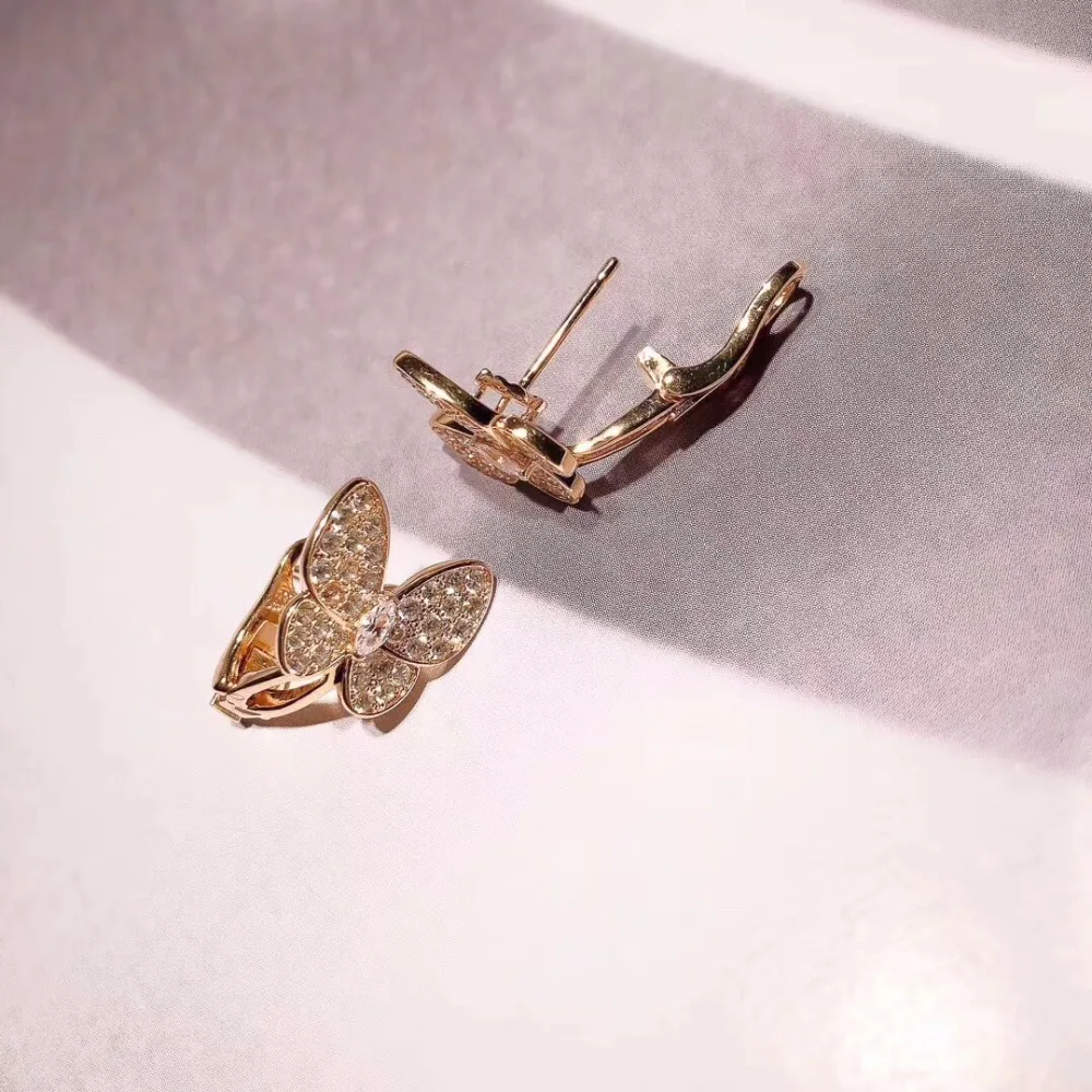 Топовый бренд для вечерние искусственное кольцо с двумя бабочками серьги-клипсы
